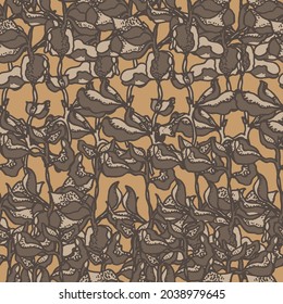 autumn leaves dried branches vector seamless pattern. background for fabrics, prints, packaging and postcards