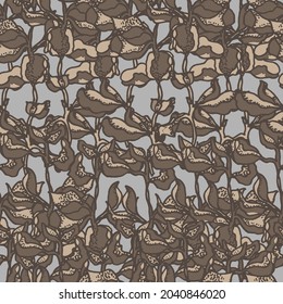 autumn leaves dried branches vector seamless pattern. background for fabrics, prints, packaging and postcards
