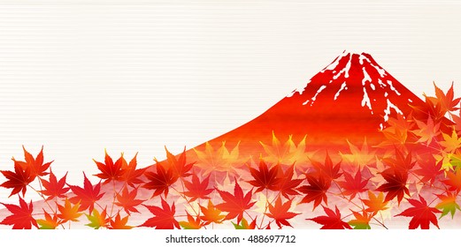 Autumn leaves fall Fuji background