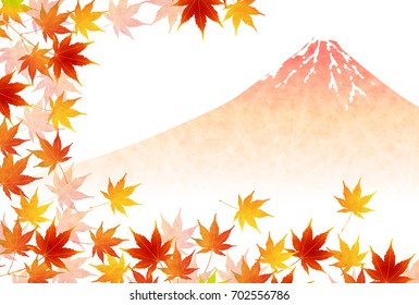 Autumn leaves fall Fuji background