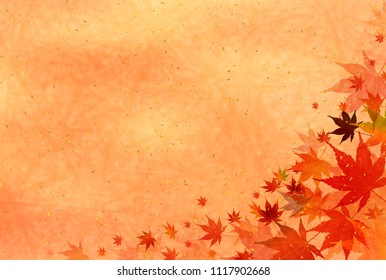 Autumn leaves fall Japanese paper background