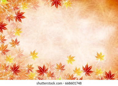 Autumn leaves fall Japanese paper background