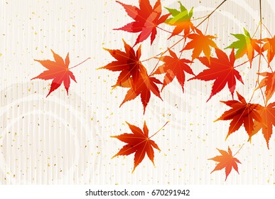 Autumn leaves fall Japanese paper background