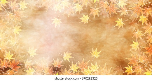 Autumn leaves fall Japanese paper background