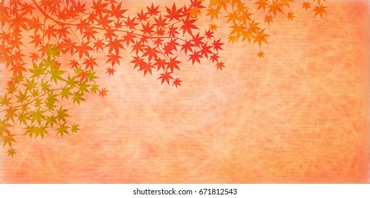 Autumn leaves fall Japanese paper background