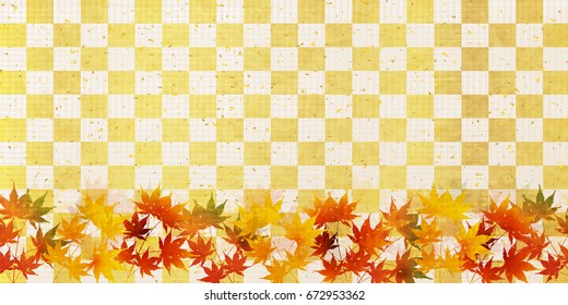 Autumn leaves fall Japanese paper background