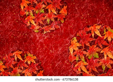 Autumn leaves fall Japanese paper background