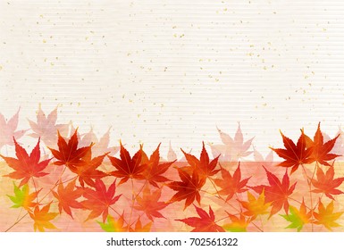 Autumn leaves fall Japanese paper background