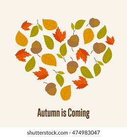 Autumn leaves fall on background vector illustration.