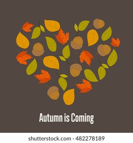 Autumn leaves fall on background vector illustration.