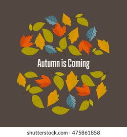 Autumn leaves fall on border vector illustration. Background with hand drawn autumn leaves. Design elements.