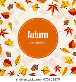 Autumn leaves fall on border vector illustration
