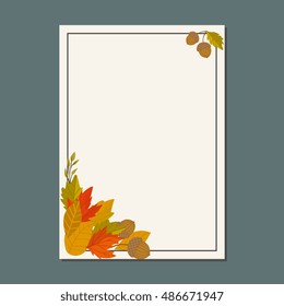 Autumn leaves fall on poster vector illustration. Background with hand drawn autumn leaves. Design elements.