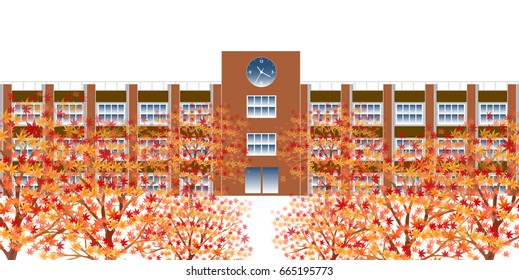 Autumn leaves fall school background