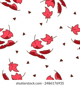 Autumn leaves fall. Seamless pattern. Nature plant. Hand drawn style. Vector drawing. Design ornaments.
