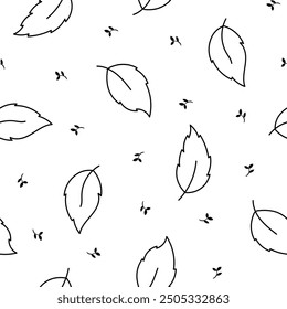 Autumn leaves fall. Seamless pattern. Coloring Page. Nature plant. Hand drawn style. Vector drawing. Design ornaments.