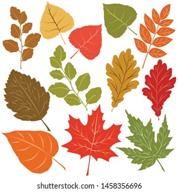 Collection Autumn Leaves Twotone Prints Paint Stock Vector (Royalty ...