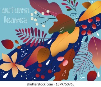 Autumn leaves fall, vector background with falling leaf. Leaves hand drawn backdrop.