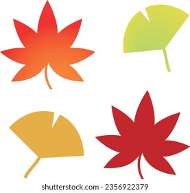 Autumn leaves and fallen ginkgo leaves