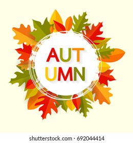 Autumn leaves falling background and banner. Vector illustration