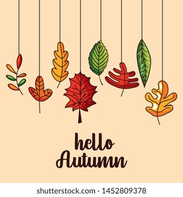 autumn leaves falling background. Hello autumn. Vector illustration