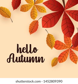 autumn leaves falling background vector illustration. Hello autumn.