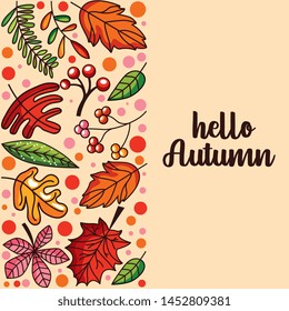 autumn leaves falling cartoon vector illustration. Hello autumn