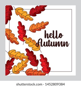 autumn leaves falling cartoon vector illustration. Hello autumn