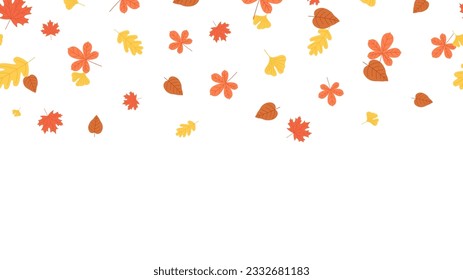 Autumn leaves falling. Oak and maple leaf, fall nature forest elements pattern. Seasonal foliage isolated vector background, thanksgiving time