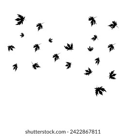 Autumn leaves falling. Falling leaves silhouettes. Nature concept. Fall vibe. Vector