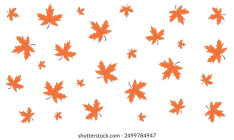 Hojas de otoño que caen, fondo transparente del Vector. Temporada de otoño. Follaje de hoja de arce.