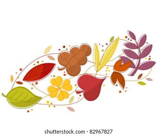 Autumn leaves falling in the wind. Vector illustration