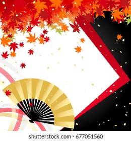 Autumn leaves and fans and string shaped decorations