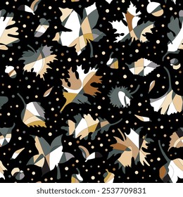 Autumn leaves Fantasy stylized geometric seamless vector pattern
