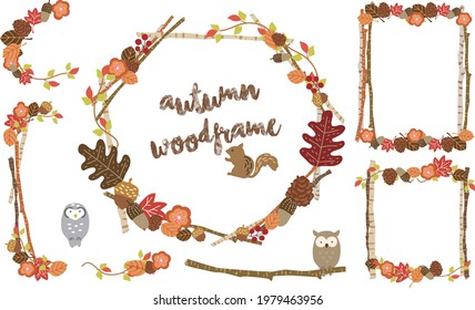 Autumn leaves fashionable frame set