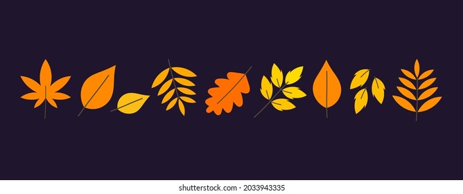 El otoño deja un borde de diseño plano. Ilustración vectorial.