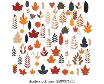 Autumn Leaves flat design collection a white background	