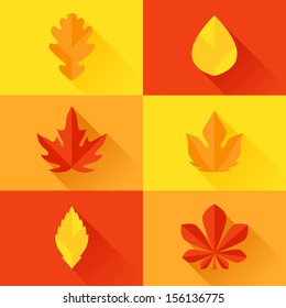 Autumn leaves in flat design style.