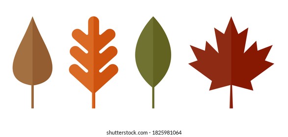 Autumn leaves flat set icon