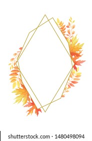 Autumn leaves floral frame template. Foliage border. Vector illustration.