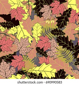 Autumn leaves. Floral seamless pattern. Colorful leaf background.