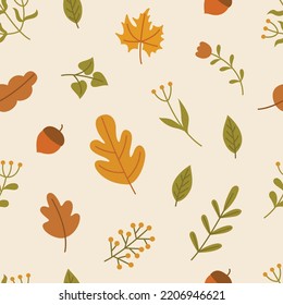 Herbstblätter und Blumen, nahtlose Muster, Hintergrund