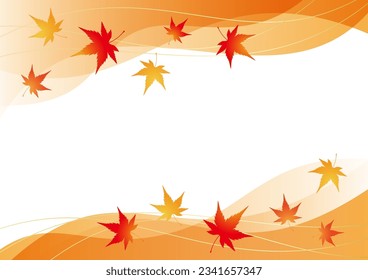 Autumn leaves and flowing curved frames, vector illustration
