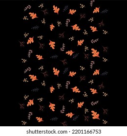 Hojas de otoño vuelan en el viento, ilustración aislada, hojas secas multicolores giran en el aire, hojas de otoño vuelan sobre un fondo negro