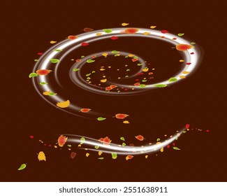 Autumn leaves flying in the wind. Illustration of natural leaves.	