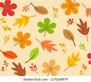 Autumn leaves foliage nature vector background yellow orange green wallpaper concept for web and print