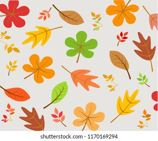 Autumn leaves foliage nature vector background yellow orange green wallpaper concept for web and print