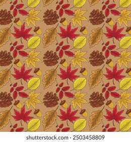 autumn leaves forest pattern. background