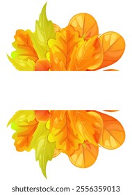 Autumn leaves in the form of a frame and made in a mirror for header design and beautiful text design