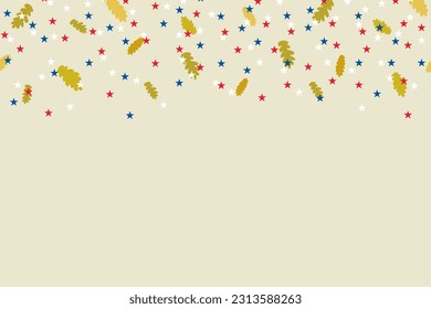 Autumn leaves frame border background banner. Vector illustration confetti. Cartoon cute.
